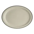 image of Steelite HL2601743 Oval China Platter, 11.38" x 9" White/Homer/Ivory/Black, Narrow Rim - 1 Dozen