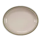 image of Steelite HL2621 - Narrow Rim Oval China Platter, 12.375\" x 10\" x 1\" Green, Dishwasher Safe - 1 Dozen