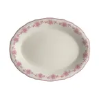 image of Steelite HL52663878 Oval China Platter, 11.75" x 8" Rose Scalloped, Dishwasher Safe 500°F, 1 Dozen