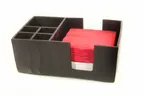image of Steelite KMK1015ES Napkin & Straw Holder, 6Sec, 10-1/4" L × 6-1/2" W × 4" H, Espresso, Dish‑Safe