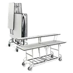 image of Forbes Industries 4946 6-ft. Folding Catering Table, Rectangular, 72in Wide, 2-Tier Stone Matrix Laminate Top, Brushed Stainless Steel Frame