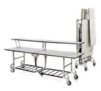 image of Forbes Industries 4948 8-ft. Folding Catering Table, Rectangular Top, Stone Matrix Laminate, Brushed Stainless Steel Frame