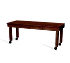 image of Forbes Industries 7010-MH 7-ft. Deluxe Catering Table, 84"W x 30"D, Distressed Knotty Pine, Red Mahogany Stain, Folding Legs