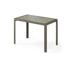 image of Plymold 26044030PL02 Outdoor Rectangle Dining Table, 26x44, Sand Colored Plastic Top, Iron Glimmer Aluminum Frame, 30H