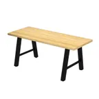 image of Plymold 30096SWA30 Atlas Communal Table, 96" x 30", Rectangular, Beechwood Top, Steel A-Frame Legs