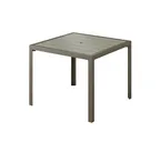 image of Plymold 37537530PL02 Outdoor Rectangle Dining Table, 37.5x37.5, Sand Colored Recycled Plastic Top, Iron Glimmer Aluminum Frame