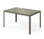 image of Plymold 37557030PL02 Outdoor Rectangle Dining Table, 37.5" x 57", Sand Colored Recycled Plastic Lumber Top, Iron Glimmer Aluminum Frame