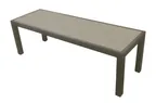 image of Plymold 666457PL02 Outdoor Backless Bench, 57" x 19", Recycled Plastic, Sand Colored, Iron Glimmer Frame