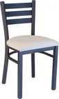 image of Plymold 6711PS Indoor Restaurant Side Chair, Ladderback, Upholstered Fabric Seat, Metal Powdercoated Frame