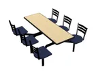image of Plymold CEIS006DEQU Cebra Cluster Unit, 72"W x 66.25"D x 36"H, Onyx Finish, Laminate Top, 6 Quest Chairs
