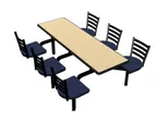 image of Plymold CEWL006DEEN Cebra Cluster Unit, 76"W x 66.25"D, Wall Style, Laminate Top, Onyx Finish, 6 Chairs