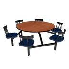 image of Plymold JURD004DEQU Jupiter Cluster Unit, 60"W x 72.5"D, Round Island Style, Laminate Top, Onyx Finish, Set of 4 Quest Swivel Chairs