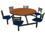 image of Plymold JURD006DECO Jupiter Cluster Unit, 92.5"W x 92.5"D, 6 Country Swivel Chairs, Laminate Table Top, Onyx Finish