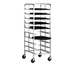image of Alexander Industries OV-702 Mobile Oval Tray Rack, 71H, 10-Tray Capacity, Aluminum, NSF, 6 Slide Spacing