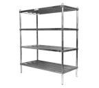 image of Alexander Industries SUKD4-3-24 3-Shelf Tubular Shelving Unit, 60H x 48W x 24D, Aluminum, 2000 lb