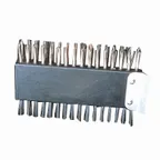 image of American Metalcraft 1423 Broiler/Grill Brush – 31" Handle, Steel Bristles, Scraper, Threaded Tip