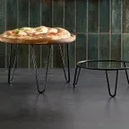 image of American Metalcraft RSRBH7 Pizza Stand - 9.8" Diameter x 7", Black Rubber-Coated Steel, Loft Collection