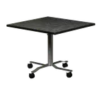 image of Forbes Industries PBLFT3030EB####-RD##C3 Rollers™ Portable Square Folding Table, 30" x 30", High Pressure Laminate Surface