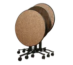 image of Forbes Industries PBLFT30RDEB####-RB##C3 Rollers™ Portable Round Folding Table, 30" Dia. x 42"H, High Pressure Laminate Surface