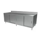 image of BK Resources CSTR5-3684S Cabinet Base with Sliding Doors Chef Table, 84"W x 36"D / Backsplash