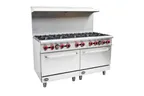 image of Saba GR-60 60" Commercial Gas Range, 10 Open Cast Iron Burners, Thermostatic Controls, 2 Standard Ovens