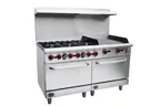 image of Saba GR60-G24 60" Commercial Gas Range w/ 6 Open Burners, 24" Griddle, 2 Ovens , 278.000 BTU