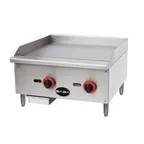 image of Saba MG-24T 24" Thermostatic Countertop Gas Griddle, 5/8" Griddle Plate, Stainless Steel, 60,000 BTU