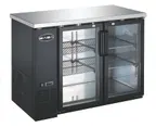 image of SABA SBB-24-48G Back Bar Cooler, 48-7/8" W, 11.8 Cu Ft (335 L), Glass Doors, Temp, 115V, 4" Casters
