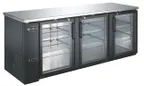image of SABA SBB-27-90G Back Bar Cooler, 90-3/8" W x 27-32" D, Black, Doors, 6 Shelves, 33‑38°F, R134a, NSF