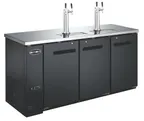 image of SABA SDD-24-72 Draw Beer Cooler, 72-3/4" W Black Holds 3 Half‑Barrel Kegs, 115V, 33‑38°F, 4" Casters