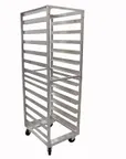 image of Schaumburg Specialties TX-125 Aluminum Knock-Down Sheet Pan Rack, 12-Pan, 5" Spacing, Zinc-Plated Steel Casters
