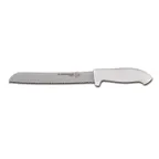 image of Dexter 24223 Stamped Bread & Sandwich Knife, 8" White Rubber Handle, High‑Carbon Stainless Steel, NSF