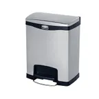 image of Rubbermaid 1901985 Slim Jim 8‑Gallon Stainless Steel Trash Can, Fingerprint‑Resistant Pedal Lid