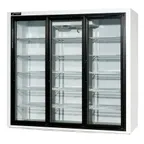 image of Powers FR77SD Floral Merchandiser, 77" W, 72 cu ft, 3‑section, 1/2 HP, 115V, LED Lighting, Stainless Steel Floor