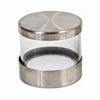 image of Cal-Mil 1851-5LID - 5-1/4" Round Glass Jar Lid, Stainless Steel, Silver, Silicone Lining
