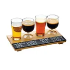 image of Cal-Mil 2063 Write-On Beer Flight Tray, 12" W x 6" D x ½" H, Pine Wood, 4 x 2¼" Cutouts Beer/Wine