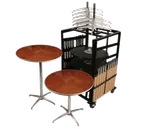 image of Forbes Industries RECPKG-HO-30RD-CCT 200 Series Cafe Package, 10 x 30" Round Tables, Plywood Tops, Bistro & Dining Height Columns, Cart Included