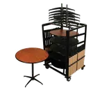 image of Forbes Industries RECPKG-HO-30SQ-CCT 200 Series Cafe Package, 10 Pack 30" Square Plywood Tables, Bistro & Dining Height Columns, Table Cart
