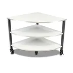image of Forbes Industries 5072A Triangular White Riser, 3-4 Step Action Station, Laminated Top, 5" Casters