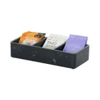 image of Cal-Mil 1246-124 Rectangular Resin Serving Tray, 9.5"W x 4.375"D, Black Swirl Marble Finish