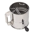 image of Browne USA 1260 Flour Sifter – 8‑Cup, 6" x 6‑1/2", 16‑Mesh Chrome Screen, 18/8 Stainless Steel