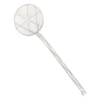 image of Browne USA 1309 Skimmer – 9" Round Spiral Wire Basket, Nickel‑Plated, Hooked 26" Handle, Coarse Mesh