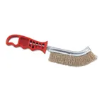 image of Browne USA 4203 - 11" Grill Brush, Stiff Brass Wire Bristles, Ergonomic Plastic Handle With Scraper