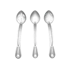 image of Browne USA 4776 - Perforated Basting Spoon, 15" Stainless Steel, Satin, Curved Handle