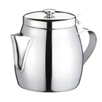 image of Browne USA 515262 10‑Oz Stackable Teapot with Lid, Built‑In Strainer, 18/10 Stainless Steel
