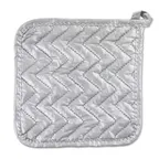 image of Browne USA 542208 Pot Holder - 8" Square Cotton, Silver, Silicone Interior, Resistant to 200°F 93°C