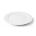 image of Browne USA 5630112 China Plate - 12" Round White Alumina Porcelain, Flat Edge, Wide Rim - Dozen