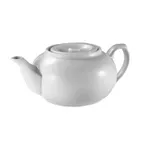 image of Browne USA 563933 - 16 oz White Porcelain Teapot, 7‑3/10" × 3" Size, With Strainer, Coffee Service