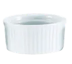 image of Browne USA 564021W White Porcelain Ramekin Sauce Cup, 5 oz, 3½" Dia x 1½" H, Ribbed
