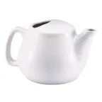 image of Browne USA 564023W - 16 oz White Ceramic Teapot incl. Strainer, 6-2/5" x 4", No Lid